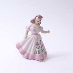 1947, Ceramic, Girl, Pansy, Flower, Judy Garland Style, Pink Dress Vintage Decor